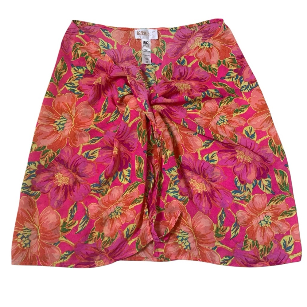 Beach Riot Sarong Skirt Womens OS Pink Floral Wrap Swim Cover Up Mini‎ - Picture 3 of 5
